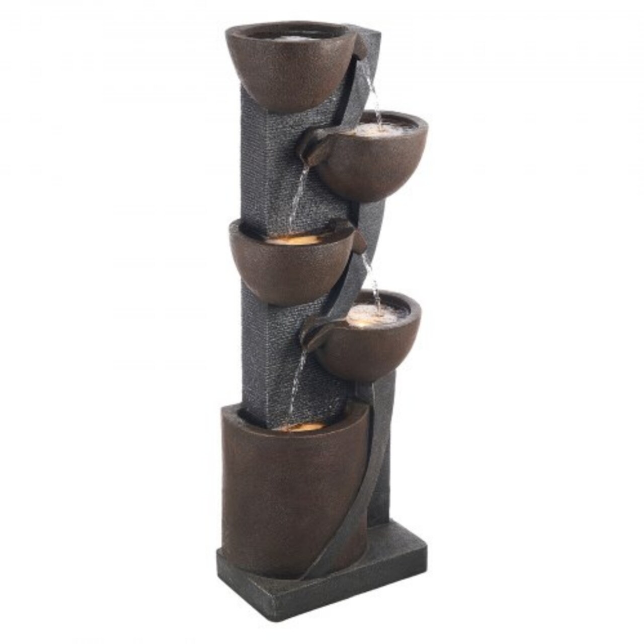 Iron Brown 5-Tier Water Fountain with Fiberglass Resin and LED Lights